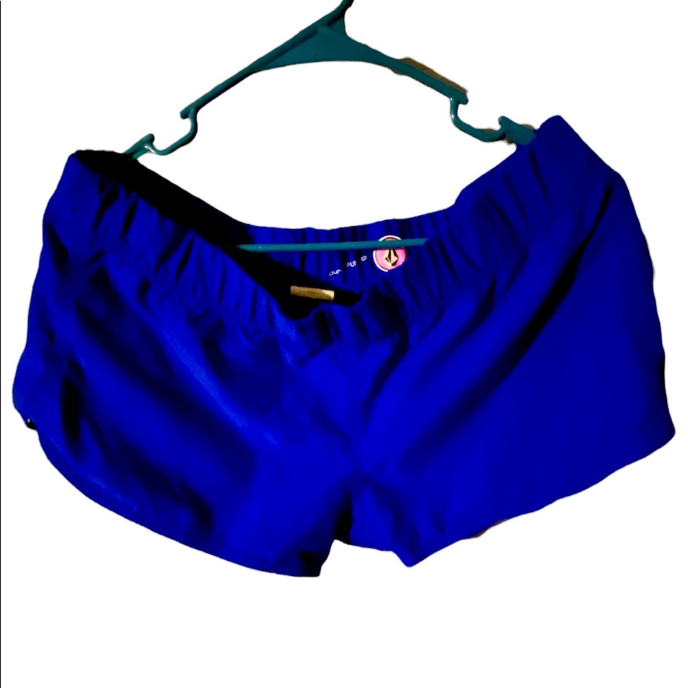 Electric blue board shorts with back pocket